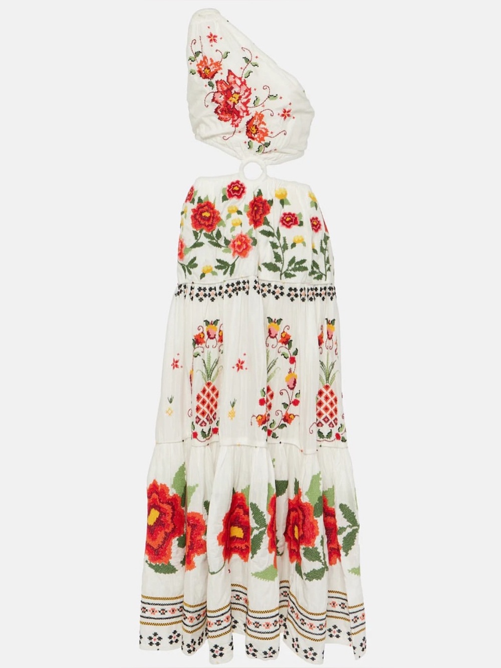 Farm Rio Off-White Embroidered Carmina Floral Maxi Dress
